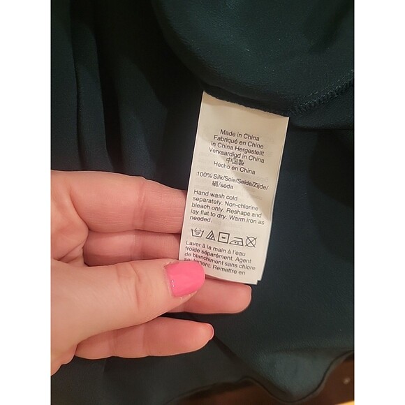 NWT J. Crew Button Up Shirt Long Sleeve 100% Silk Blouse Forest Green Size 6 - Picture 9 of 9